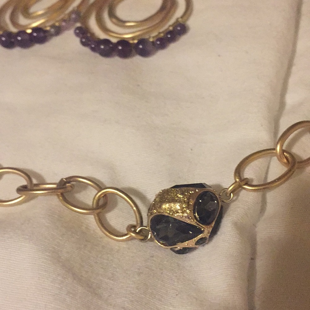 Chico’s Necklace and Earring. Brushed gold tone - Picture 3 of 6